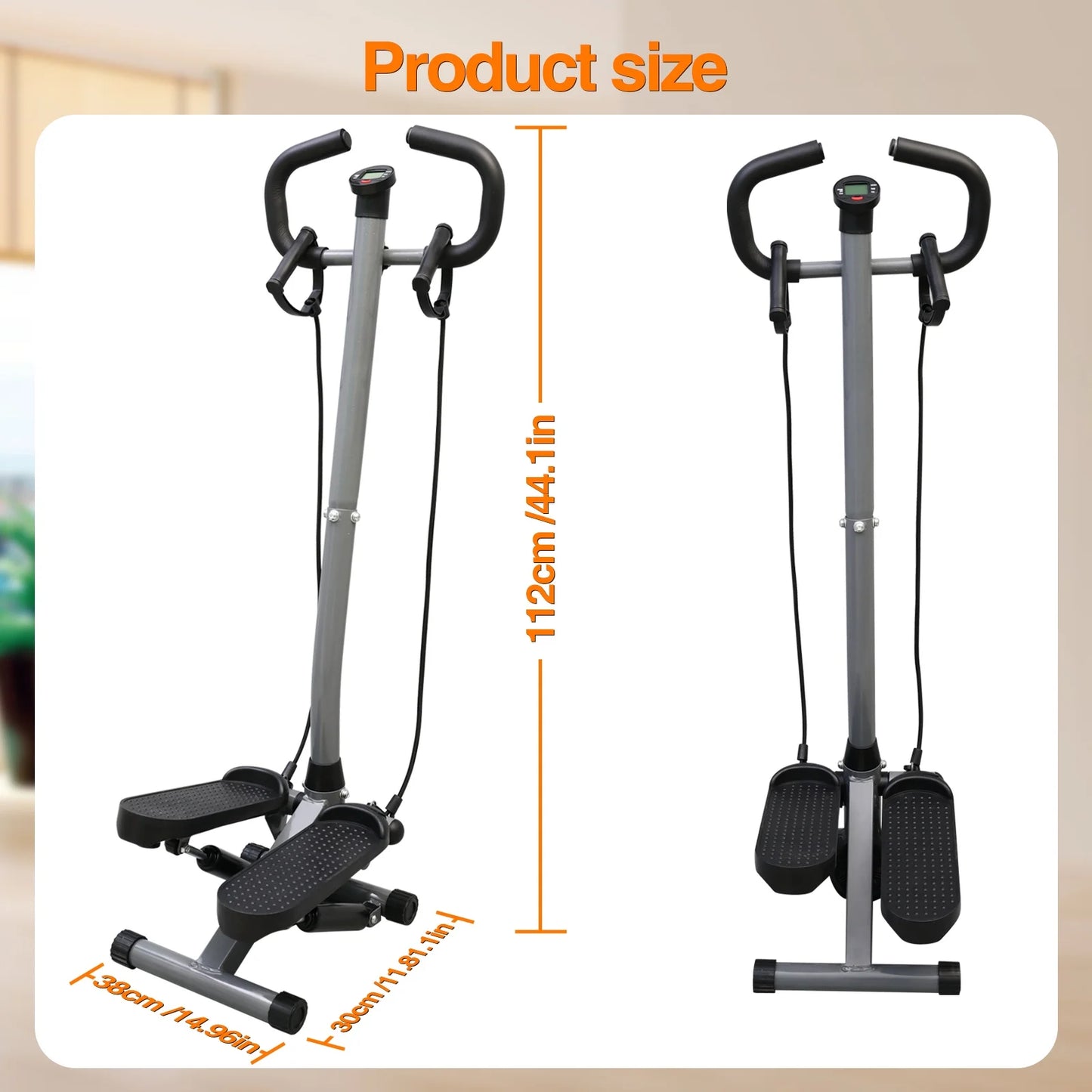 Steppers for Exercise, Mini Stair Stepper with Resistance Bands and Handlebar, 2 Ways to Use, Stair Climber Fitness Exercise Equipment for Full Body Training, 220 Lbs Weight Capacity