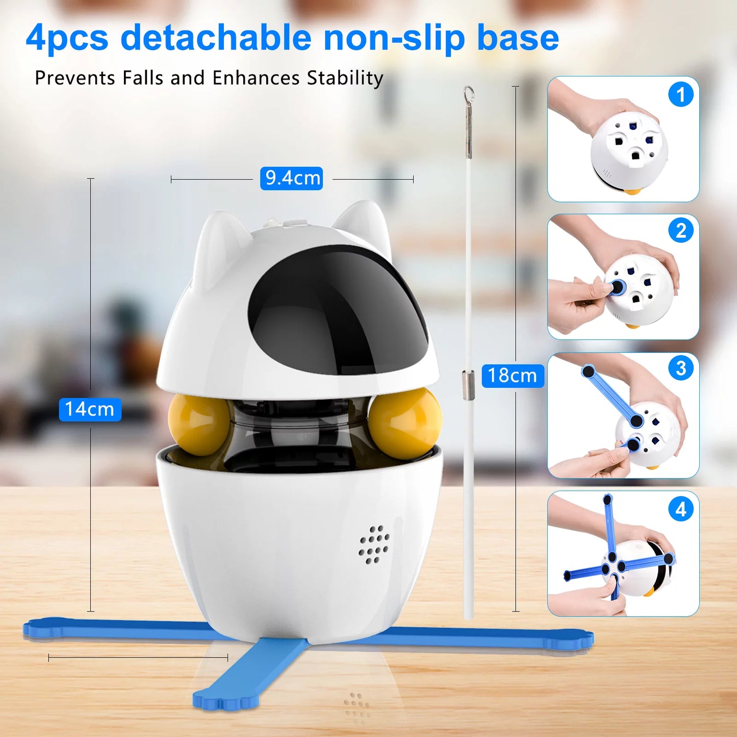 Automatic 3 in 1 Interactive Cat Toy with Laser and Feather for Indoor