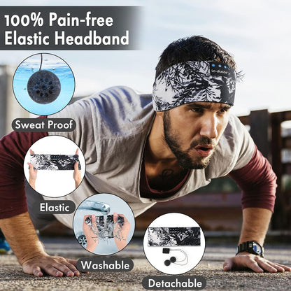Sleep Mask with Bluetooth Headphones, Painting Sleep Headphones Bluetooth Headband for Sleeping Sports Sleep Mask for Side Sleeper, Best Gift and Travel Essentials