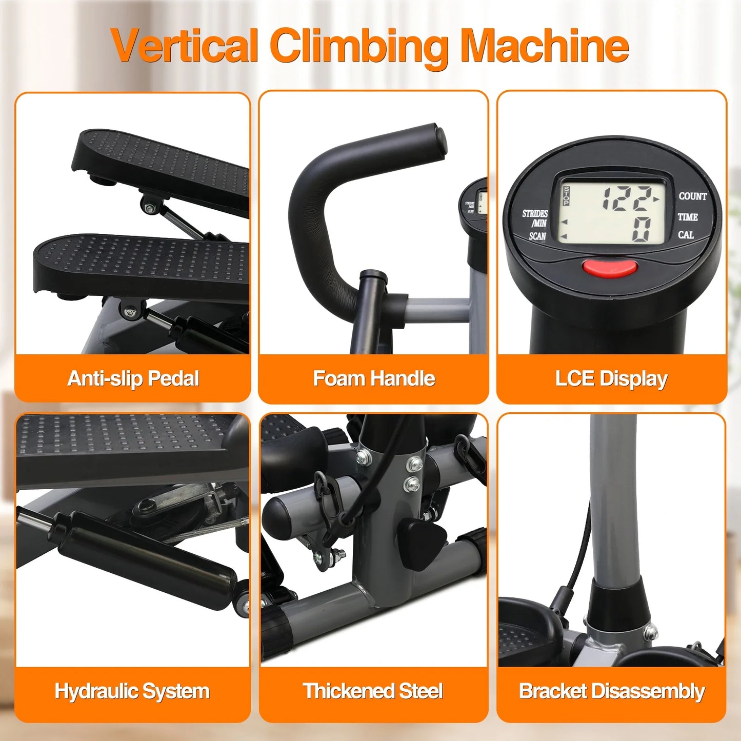 Steppers for Exercise, Mini Stair Stepper with Resistance Bands and Handlebar, 2 Ways to Use, Stair Climber Fitness Exercise Equipment for Full Body Training, 220 Lbs Weight Capacity