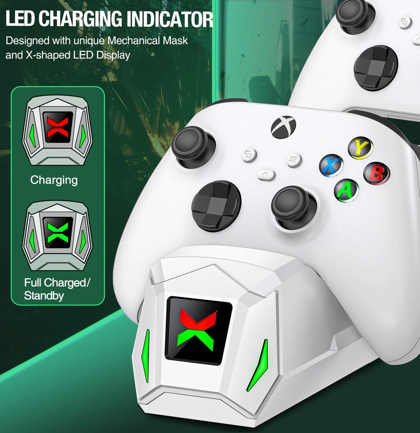Xbox Controller Charger Station with 2 X5520Mwh Rechargeable Battery Pack for Xbox Series X|S, Xbox One, One S, One X & Elite Controllers