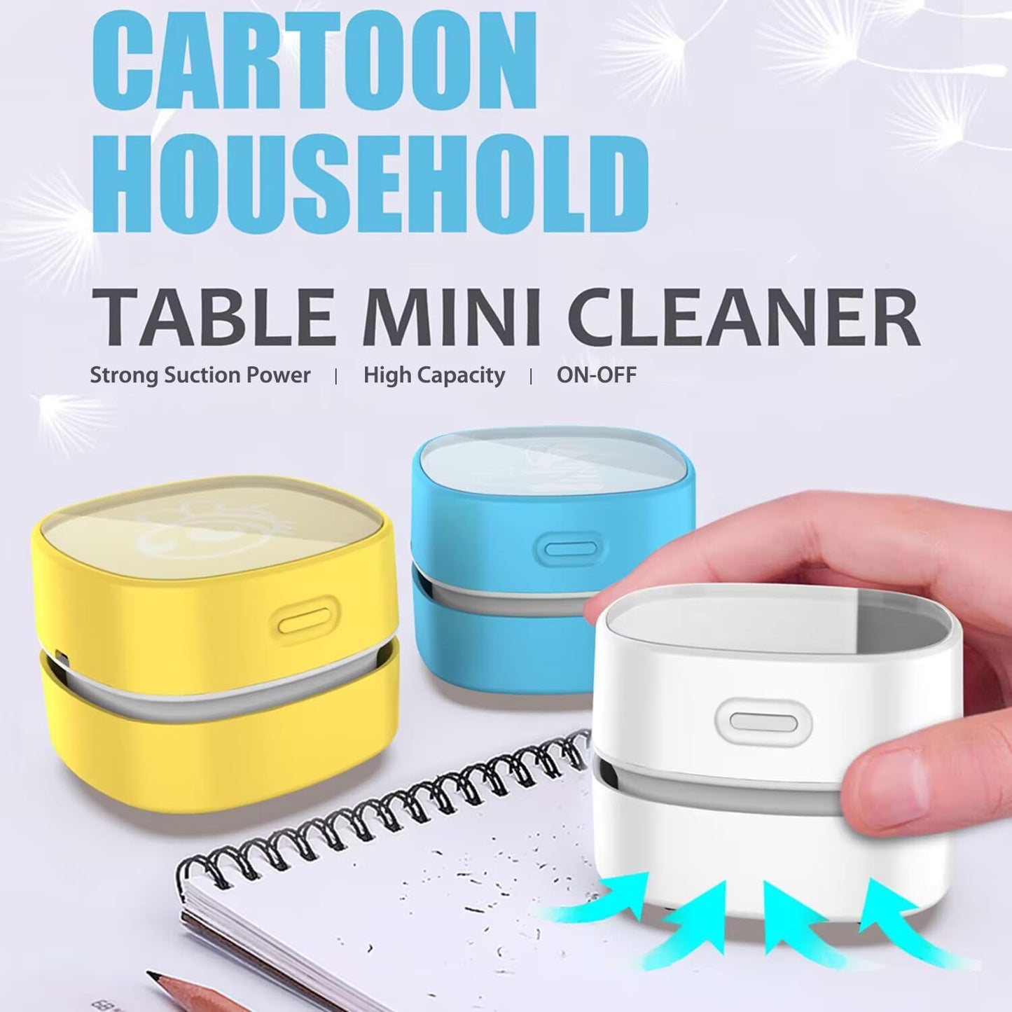 Desktop Vacuum Cleaner, Mini Table Dust Sweeper Energy Saving,High Endurance up to 90 Mins,Cordless&360º Rotatable Design for Keyboard/Home/School/Office(White)
