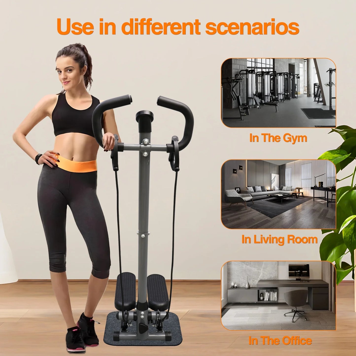 Steppers for Exercise, Mini Stair Stepper with Resistance Bands and Handlebar, 2 Ways to Use, Stair Climber Fitness Exercise Equipment for Full Body Training, 220 Lbs Weight Capacity