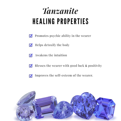 Natural Tanzanite Infinity Pendant Necklace (AAA Grade) - Tanzanite Diamond Necklace - Ready to Gift for Valentines, 14K Yellow Gold