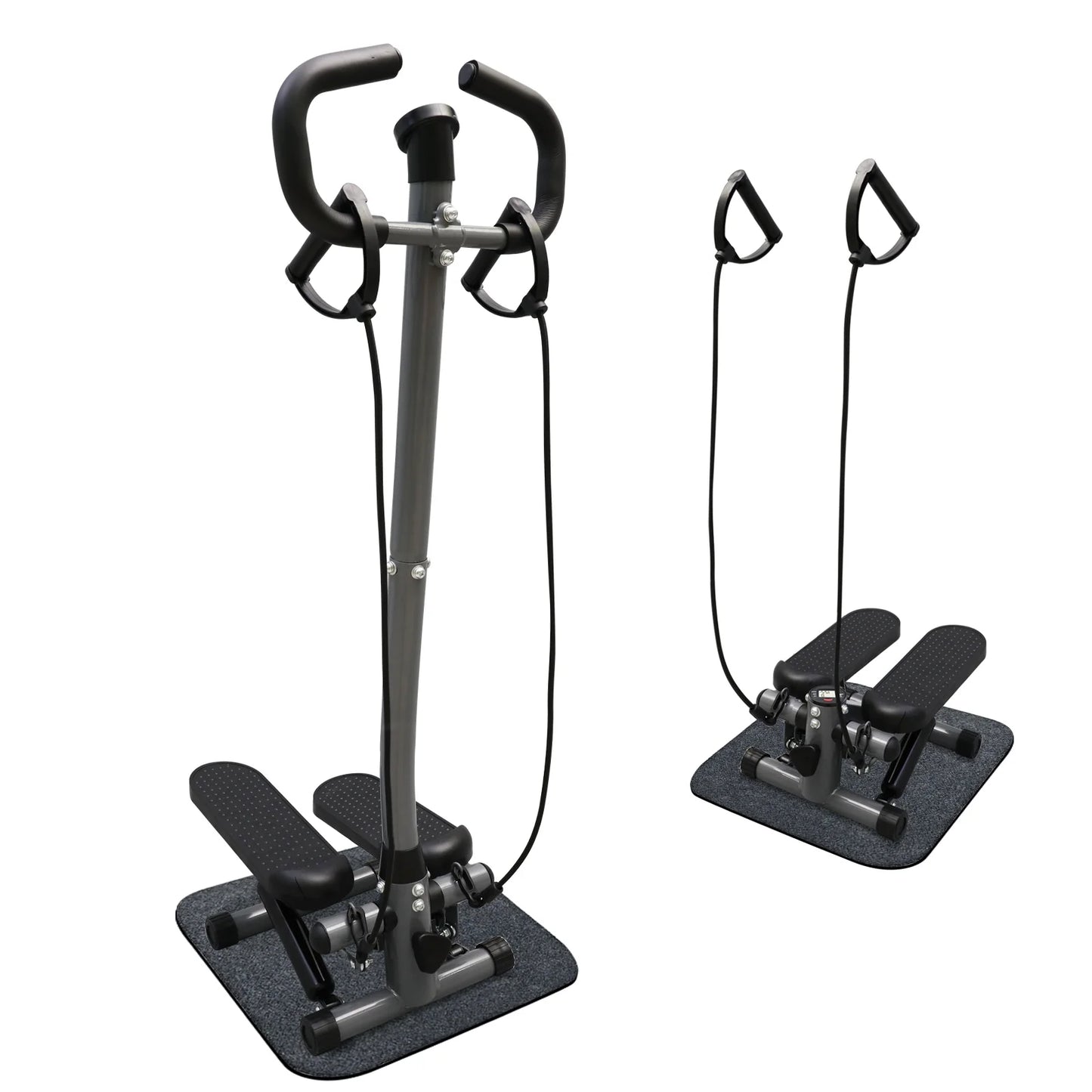 Steppers for Exercise, Mini Stair Stepper with Resistance Bands and Handlebar, 2 Ways to Use, Stair Climber Fitness Exercise Equipment for Full Body Training, 220 Lbs Weight Capacity