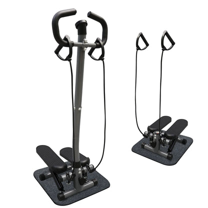 Steppers for Exercise, Mini Stair Stepper with Resistance Bands and Handlebar, 2 Ways to Use, Stair Climber Fitness Exercise Equipment for Full Body Training, 220 Lbs Weight Capacity